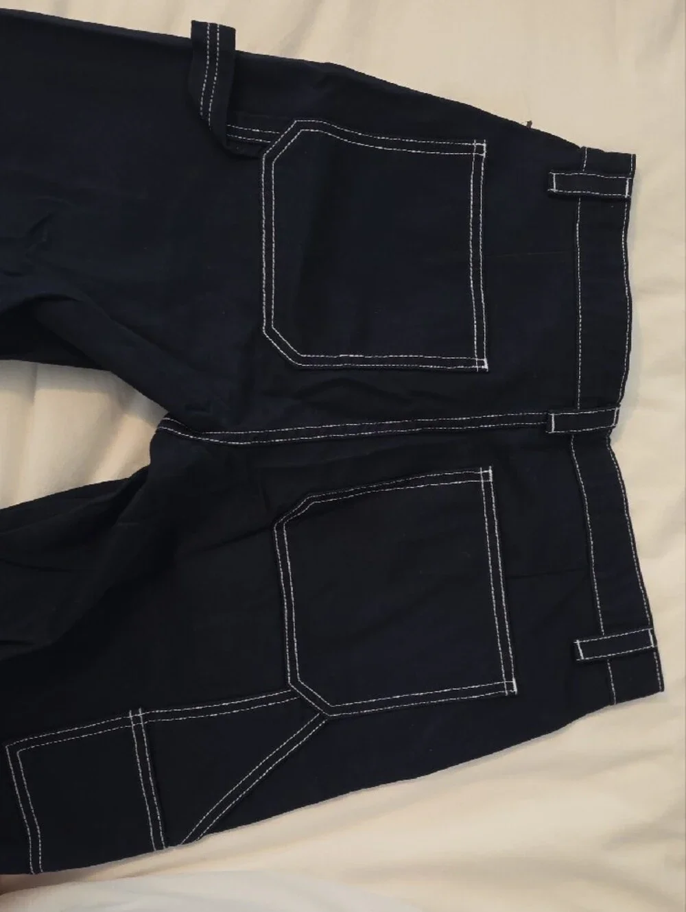 Zara Navy Pants with White Contrast Stitching